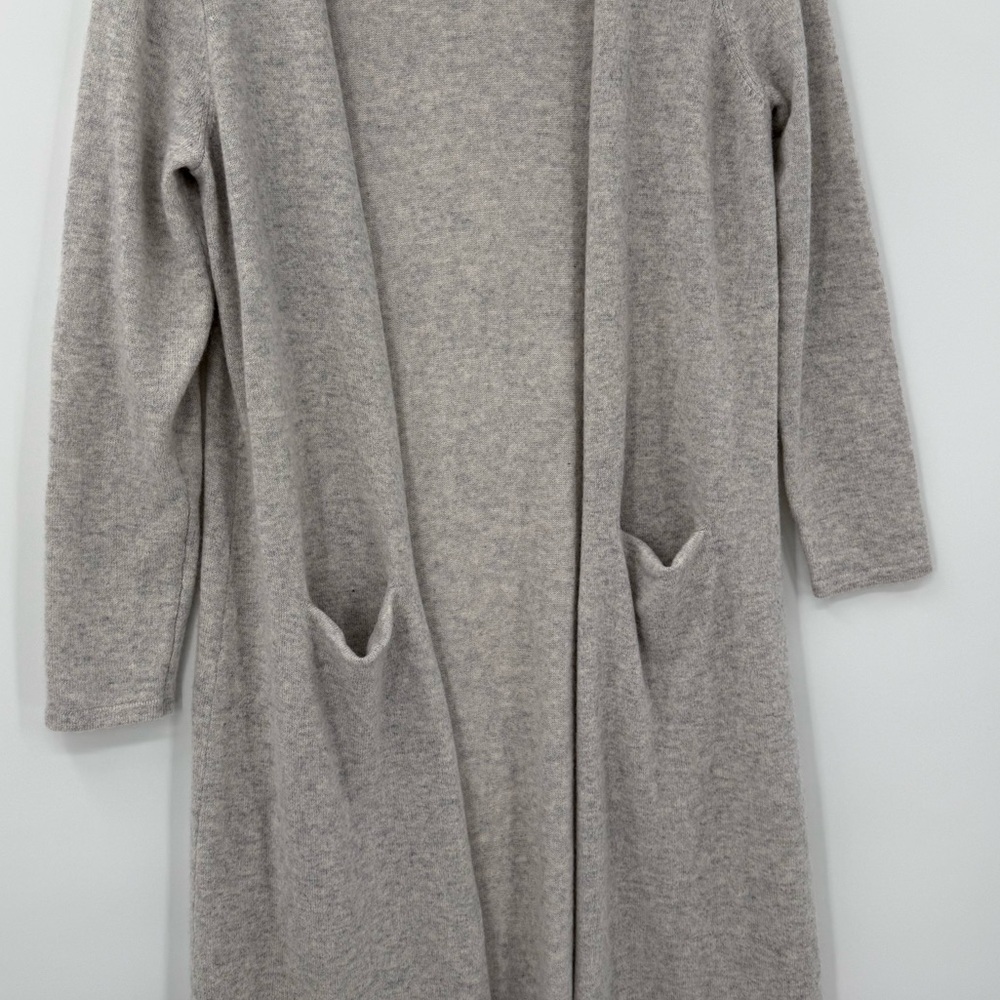 Garnet Hill Easy Cashmere Duster Cardigan in Gray | Size Medium - Picture 3 of 5